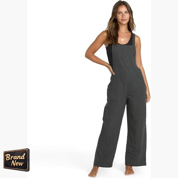 Soft Cotton Jumpsuit with Pockets Adjustable Straps Regular Fit